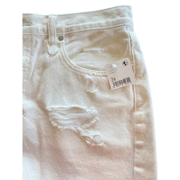 NWT Free People W's 28 Distressed Denim Shorts Bright White Button Fly $68 - Picture 8 of 10